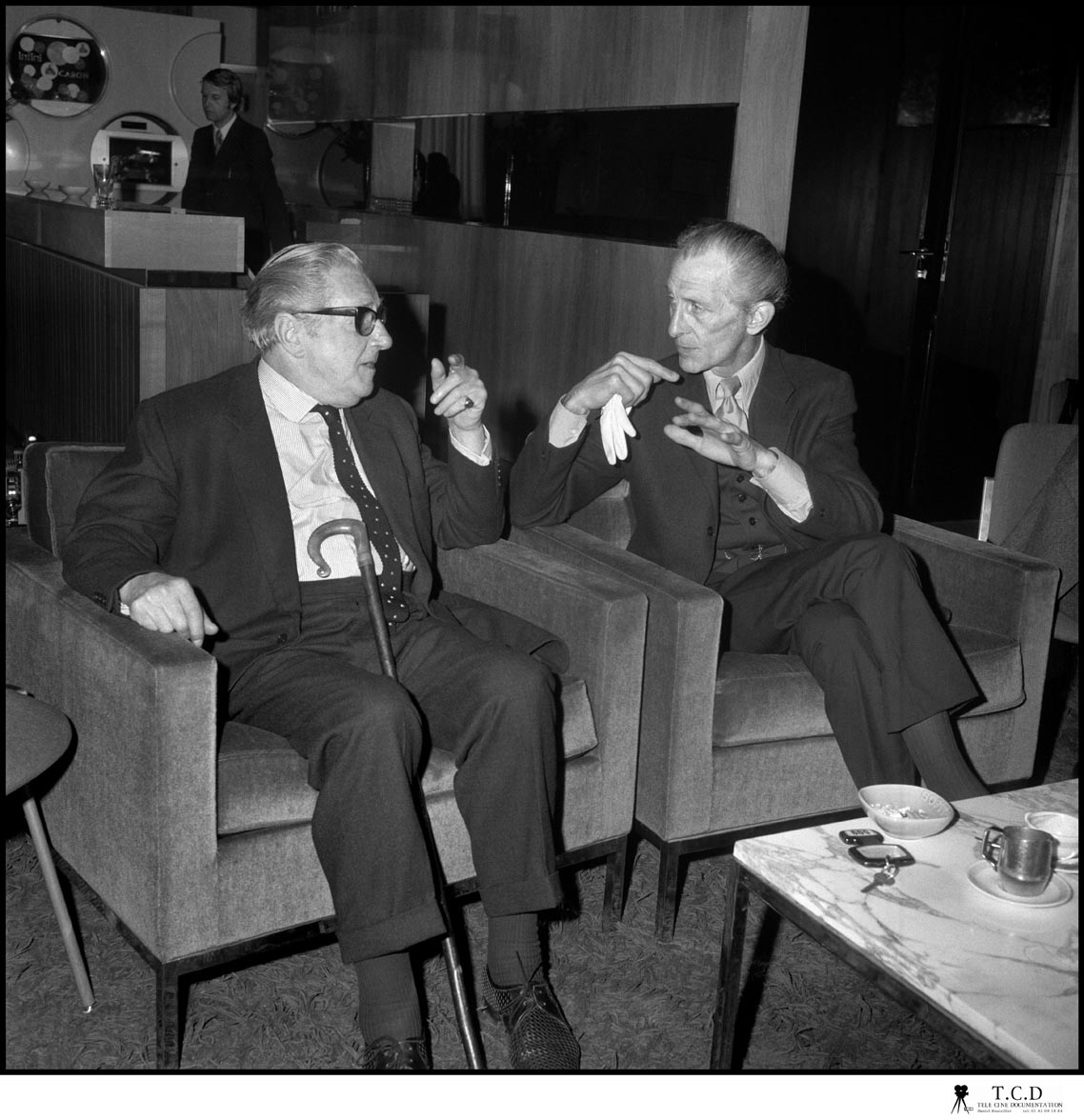 Peter Cushing et Terence Fisher, Invités d'Honneur du 2e Festival International de Paris du Film Fantastique et de SF (1974). Photos : Jean-Louis  Rancurel