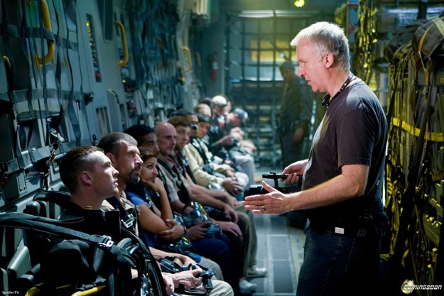 James Cameron sur le tournage