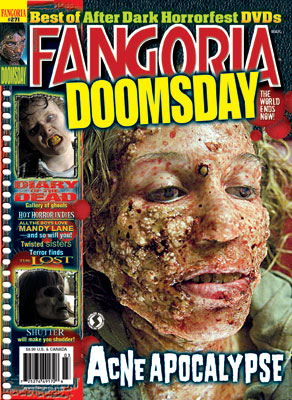 En couverture du dernier Fangoria : notre collaboratrice, Axelle Carolyn, dans "Doomsday", de Neil Marshall !