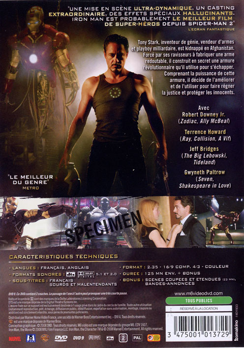 jaquette de "Iron Man" en DVD