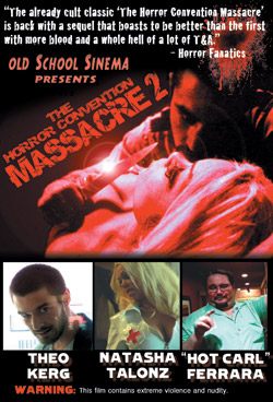 Dans "The Horror Convention Massacre 2", le comédien Theo Kerg revient interpréter l'assassin-dément poignardant les spectateurs d'une soirée de cinéma d'horreur....