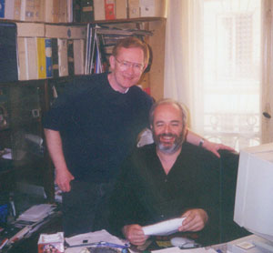 Richard H. Klemensen, éditeur de The Little Shoppe of Horrors, et Alain Schlockoff en 1999 au siège de l'Ecran Fantastique. Une amitié de plus de 30 ans...