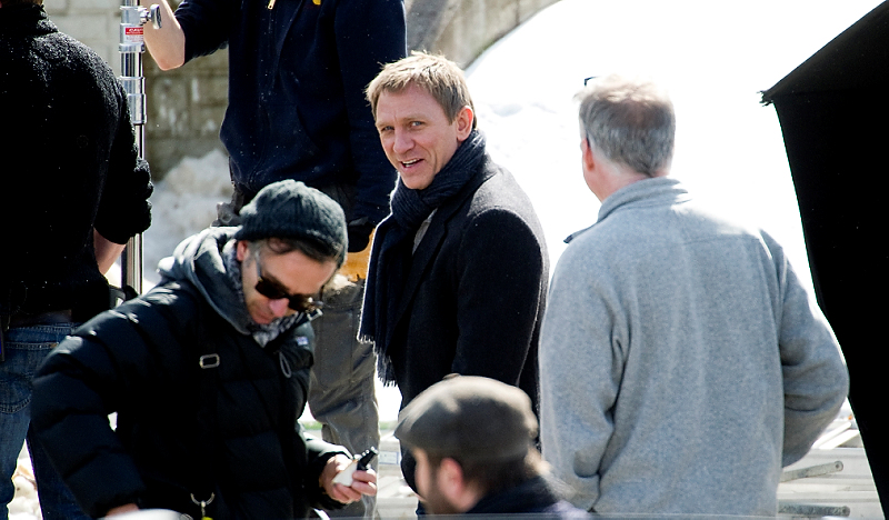 Daniel Craig et David Fincher sur le tournage