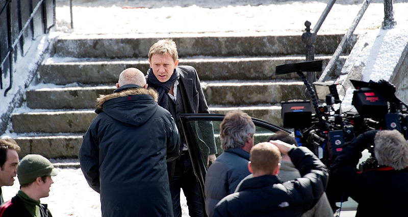 Daniel Craig et David Fincher sur le tournage