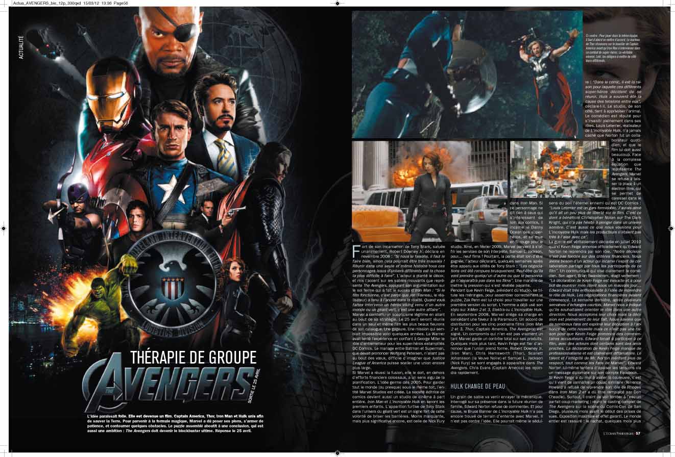 EF 330- Avril 2012. AVENGERS En preview exclusive : "The Amazing Spider-Man" - Dossier : "The Avengers - Reportages/interviews : "Battleship", "Upside Down", "Rec 3". Hommage : Ralph McQuarrie. Et tout le reste de l'actualité....