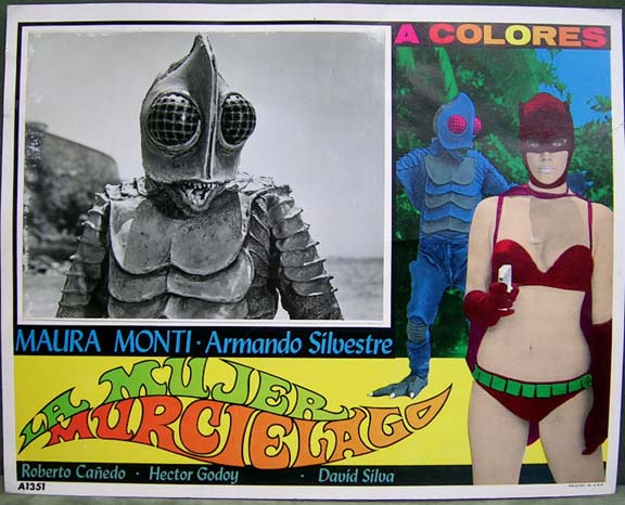 La mujer marcielago (Mexique 1968) de René Cardona,  avec Maura Monti (Batwoman). Actrice d'origine italienne, elle est née le 28 juillet 1942 à Milan et s'est illustré dans le cinéma fantastique mexicain, de 1967 à 1971.