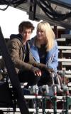 Andrew Garfield (Peter Parker) et Emma Stone (Gwen Stacy) sur le tournage de "Spider-Man", réalisé par Marc Webb.