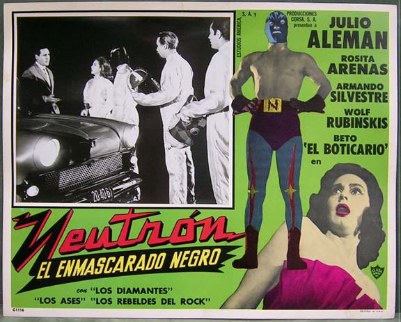 Neutron, el enmascarado Negro (Mexique 1960) de Federico Curiel, avec Wolf Ruvinskis (Neutron), Julio Aleman (Dr. Caronte), Armando Silvestre, Claudio Brook.