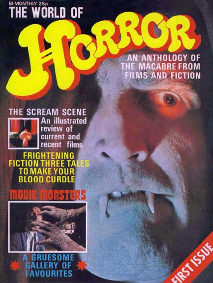 "World of Horror" : une version anglaise des monster magazines américains. Publié en 1972, le magazine n'exista qu'une seule année.