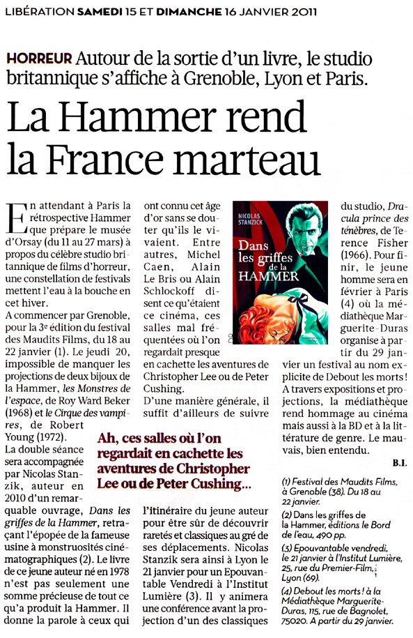 News pour les Hammer fans..