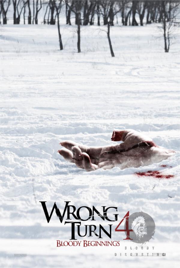 A l'instar des précédentes séquelles, "Wrong Turn 4 : Bloody Beginnings", de Declan 0'Brien, est un direct-to-video, tourné à Winnipeg au Canada, actuellement en postproduction (voir ci-dessous)