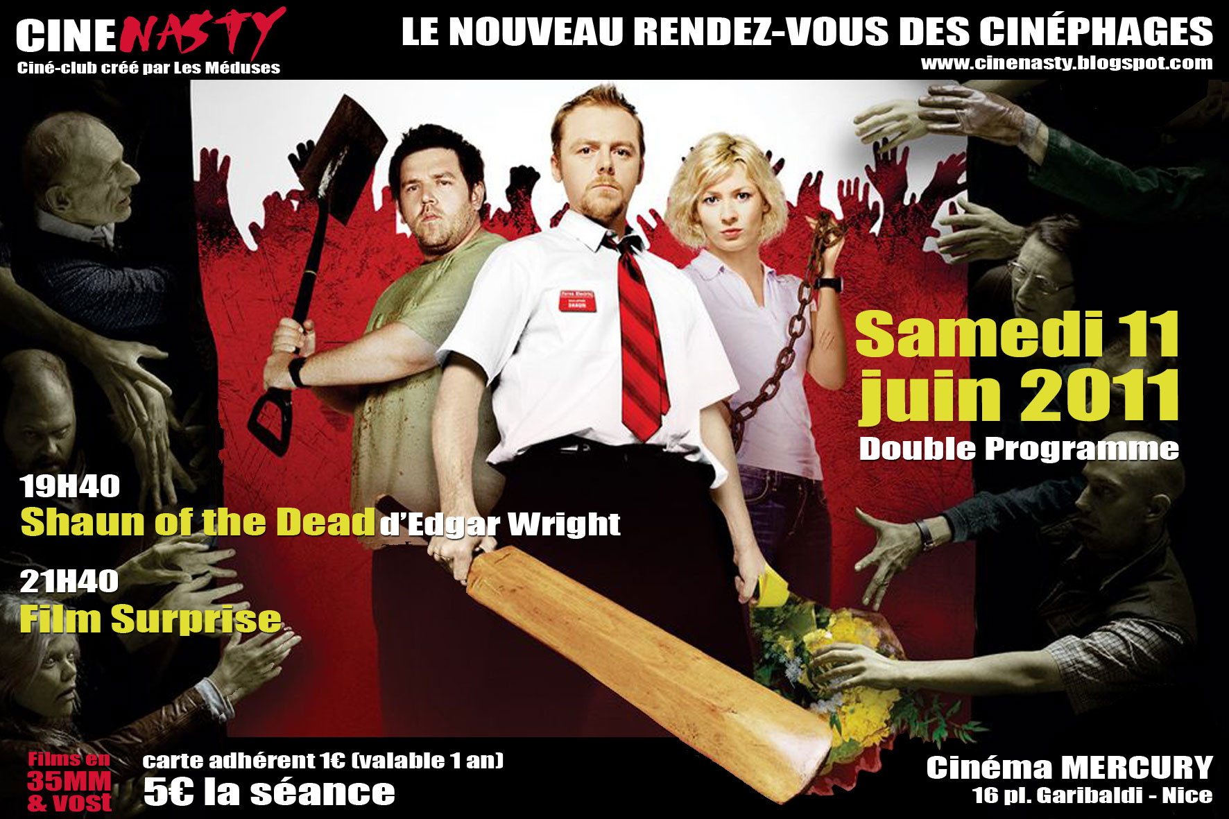 Pour la dernière de cette première saison de Cinenasty, ciné-club niçois implanté au cinéma Mercury qui rencontre un fort succès depuis son lancement en février 2011,  samedi 11 juin est proposée une double séance spéciale "ZOMBIES" (voir ci-dessous)