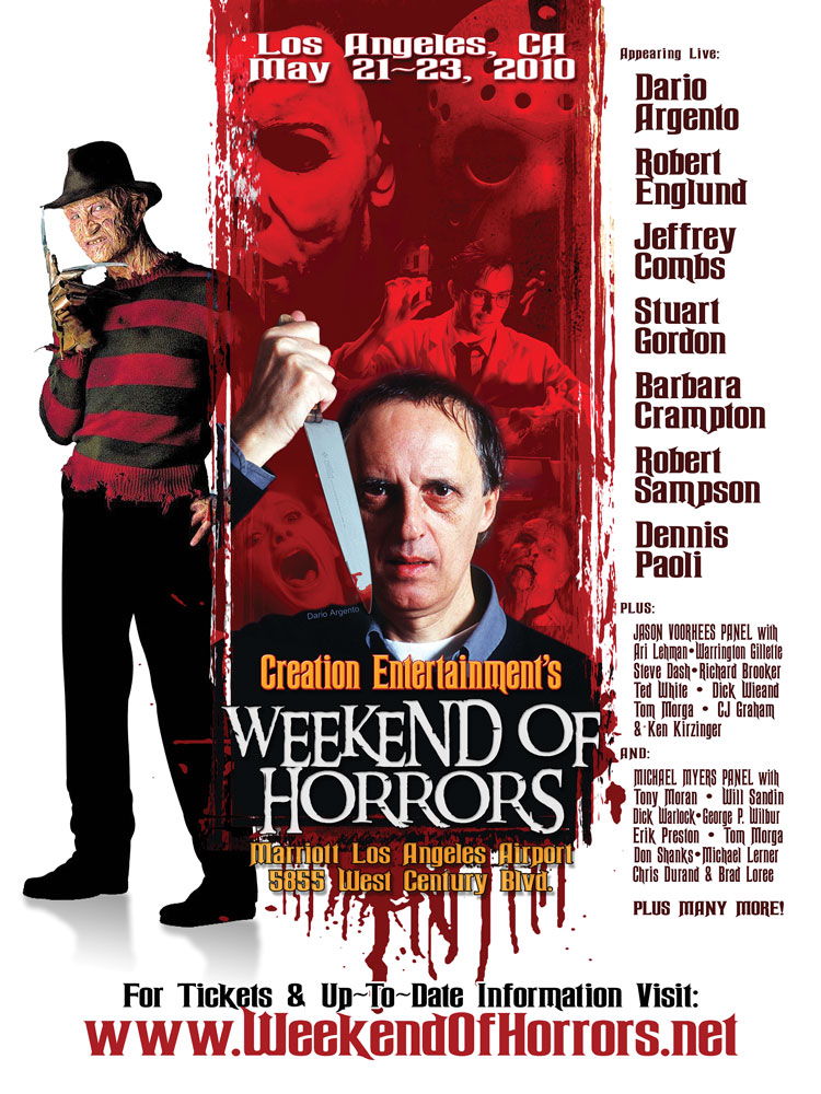 Dario Argento fut l"invité d'honneur du Week-End of Horrors s'étant déroulé du 21 au 23 mai 2010 à Los Angles. il était en bonne compagnie....