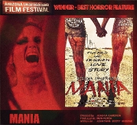 « Mania », second long-métrage d’horreur réalisé par l’actrice Jessica Cameron (« Thruth or Dare », 33 récompenses à ce jour !) a obtenu le prix du meilleur film d’horreur au 8e Festival d’Arizona du Film Underground (voir ci-dessous)